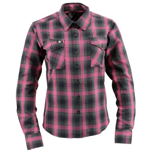 Milwaukee Leather MNG21604 Women's Casual Black with Pink Long Sleeve Casual Cotton Flannel Shirt