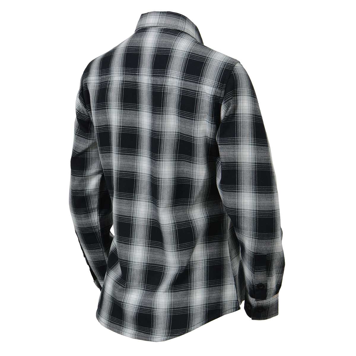 Milwaukee Leather MNG21611 Women's Black and White Long Sleeve Cotton Flannel Shirt