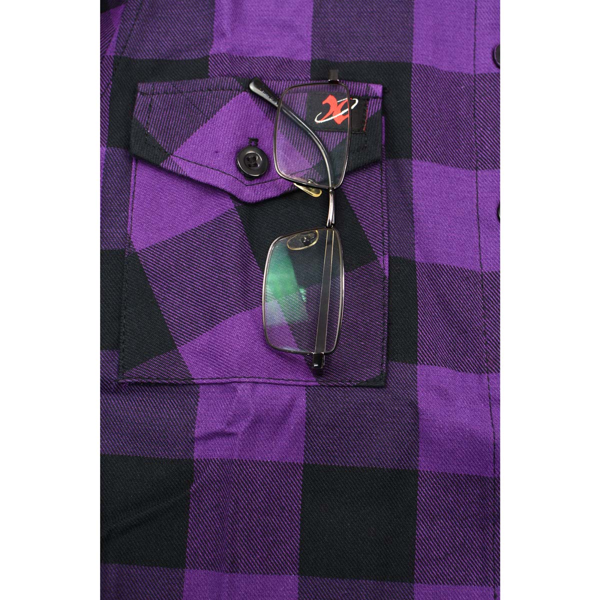 Milwaukee Leather MNG21619 Women's Black and Purple Long Sleeve Cotton Flannel Shirt