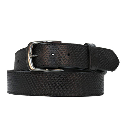 Milwaukee Leather Men's Black Snake Print Leather Belt w/ Interchangeable Buckle - MP7128