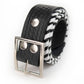 Milwaukee Leather Men's Black White Stitch Leather Belt w/ Interchangeable Buckle - 1.5 inches Wide - MP7129