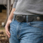 Milwaukee Leather Men's Frontier Star Black Leather Belt with Western Star Emblems  - 1.5 Inch Biker Belt - MP7135