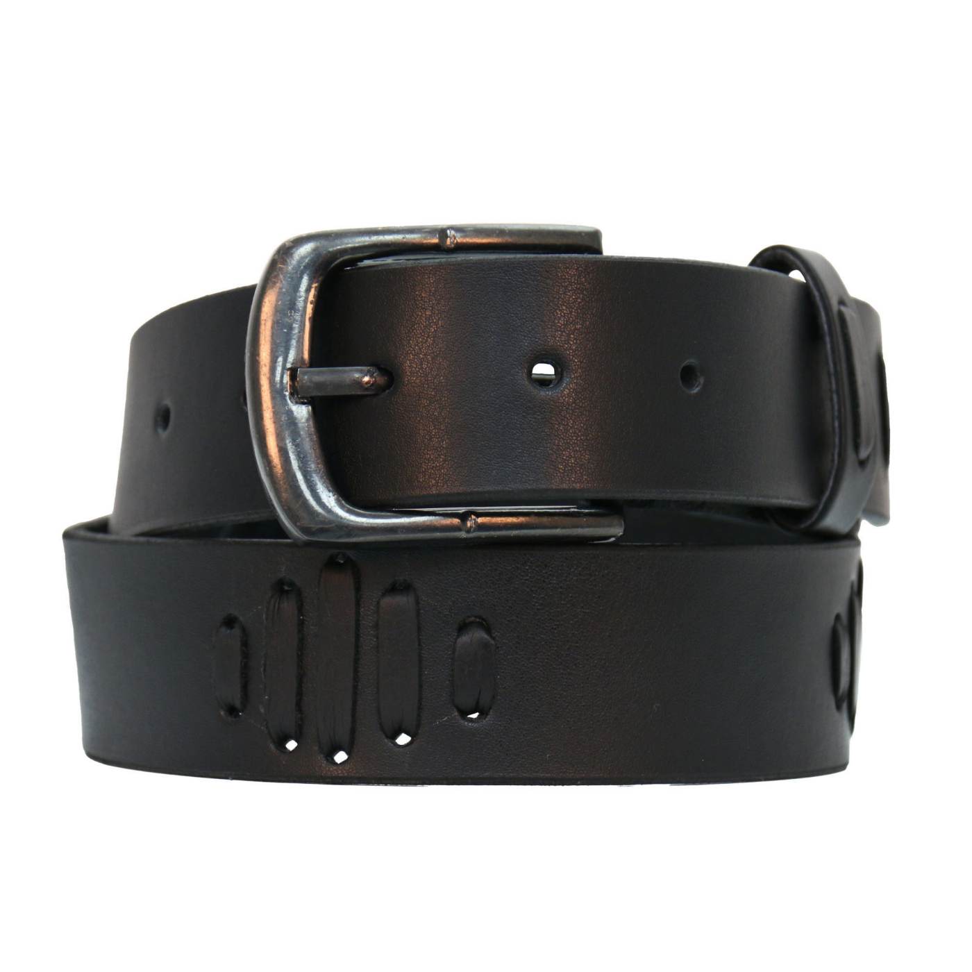 Milwaukee Leather Men's Black Slot Accent Leather Belt with Interchangeable Buckle - MP7136