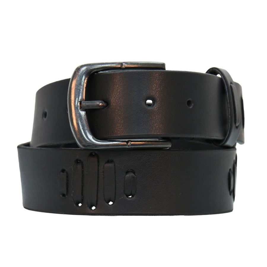Milwaukee Leather Men's Black Slot Accent Leather Belt with Interchangeable Buckle - MP7136