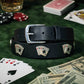Milwaukee Leather Men's Black Playing Card Emblem Leather Belt with Interchangeable Buckle - MP7139