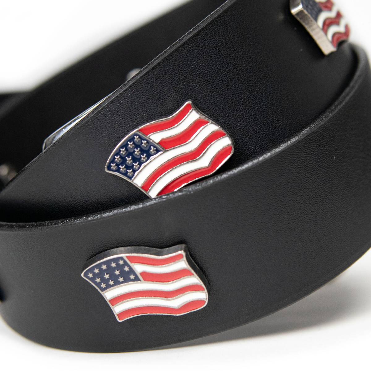 Milwaukee Leather Men's Freedom Line Black Leather Belt with USA Flag Emblems - 1.5 Inch - MP7140