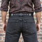Milwaukee Leather Men's Black Skull & Pistons Genuine Leather Belt w/ Interchangeable Buckle - MP7141