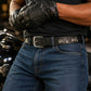 Milwaukee Leather Men's Black Motorcycle Emblem Leather Belt with Interchangeable Buckle - MP7143