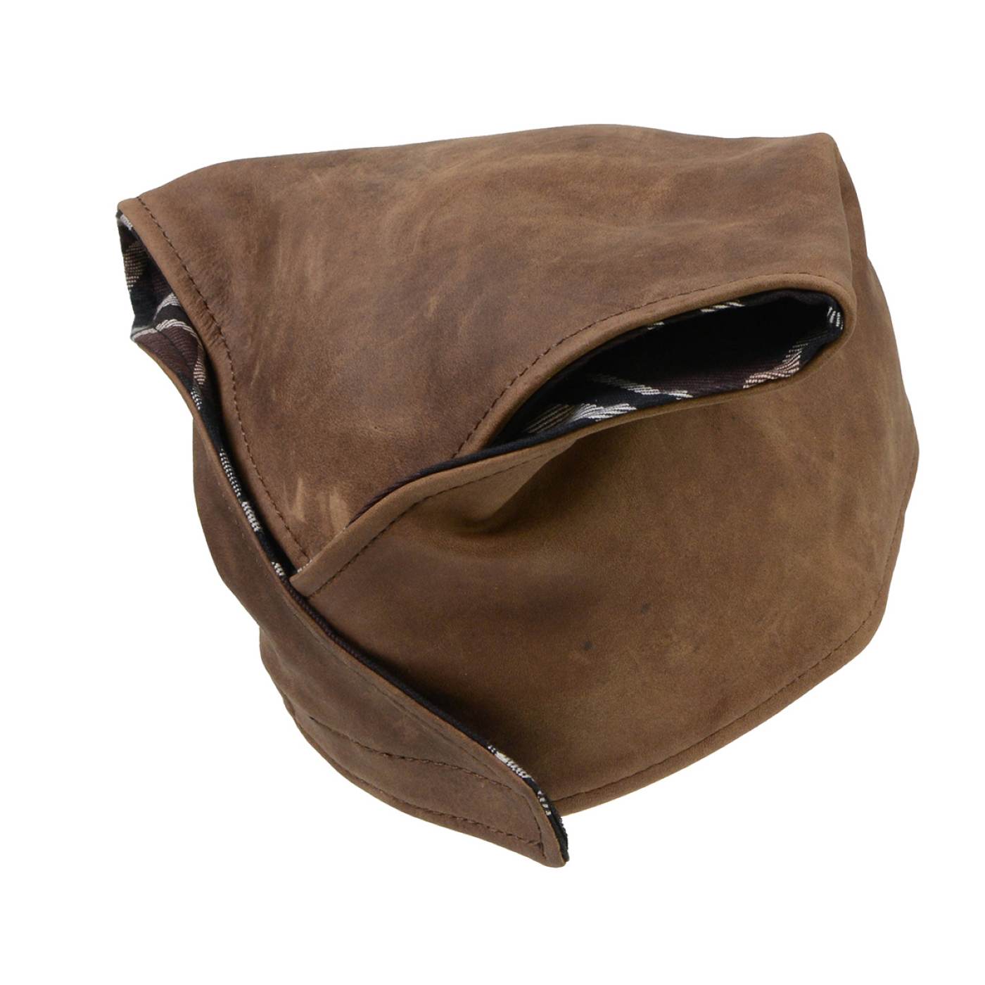 Milwaukee Leather Unisex Brown Leather Neck Warmer - Fleece-Lined Cold Weather Motorcycle Face Cover - MP7590