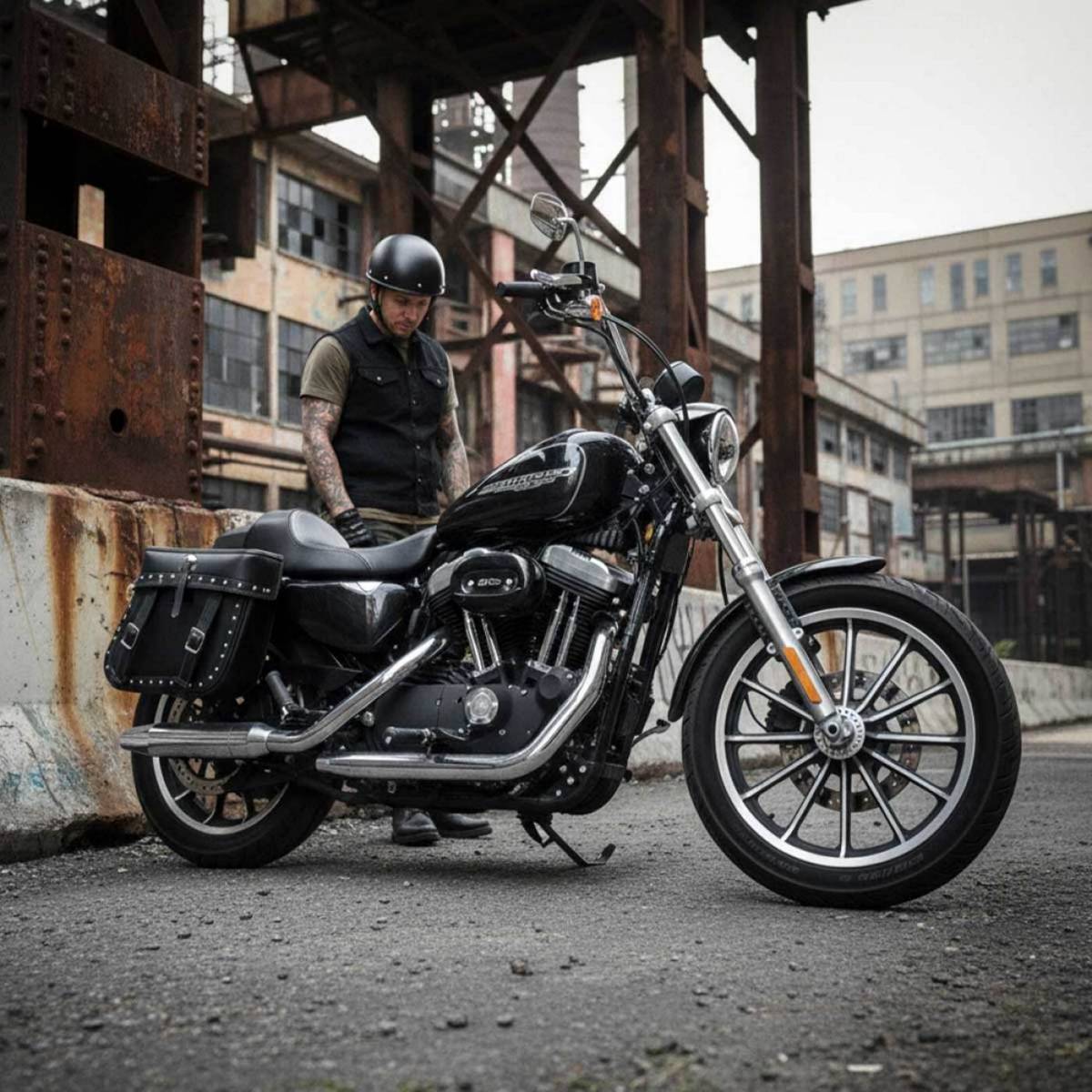 Milwaukee Performance MP8320 Black Zip Off PVC Studded Throw Over Saddlebags