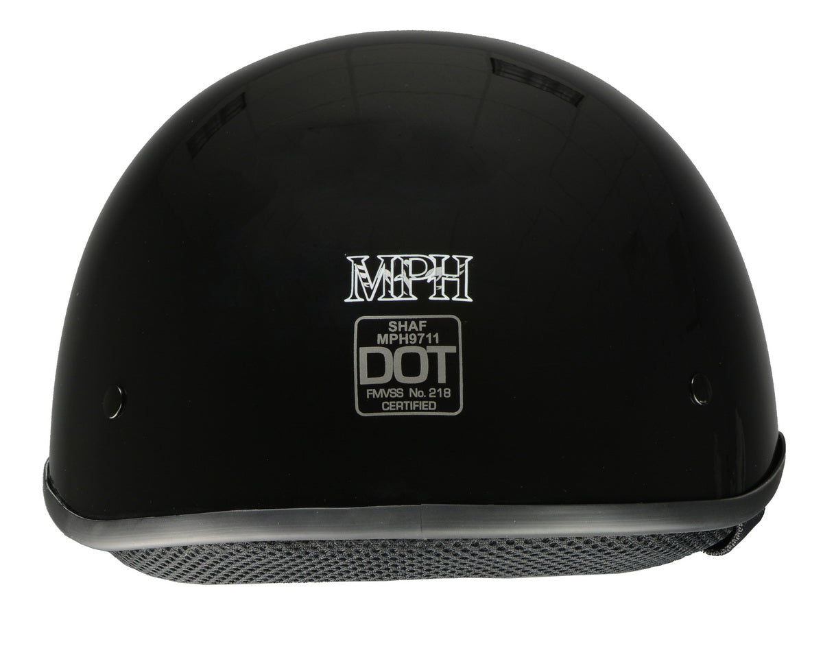 dot certified half motorcycle helmet Milwaukee Helmets MPH9711DOT Bare Bones Glossy Black Half Motorcycle – Milwaukee Leather