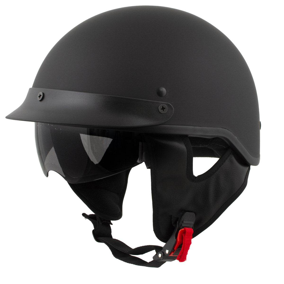 Milwaukee Helmets Momentum Matte Black Half Face Motorcycle Helmet w/ Drop Down Visor for Men and Women DOT Approved MPH9718DOT