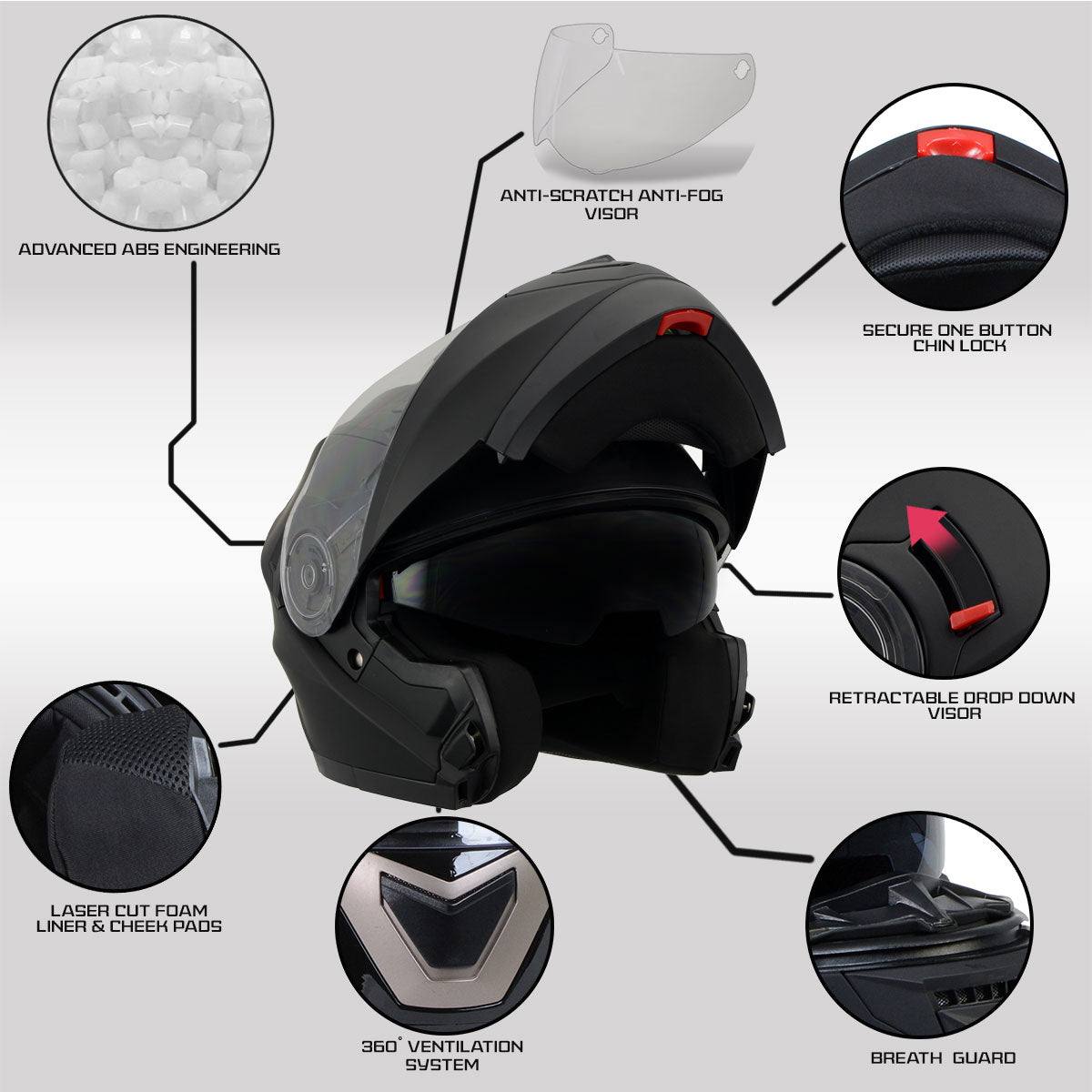 bluetooth motorcycle helmet matte black full face Milwaukee Performance Helmets MPH9803DOT Ionized Matte Black Advanced – Milwaukee Leather