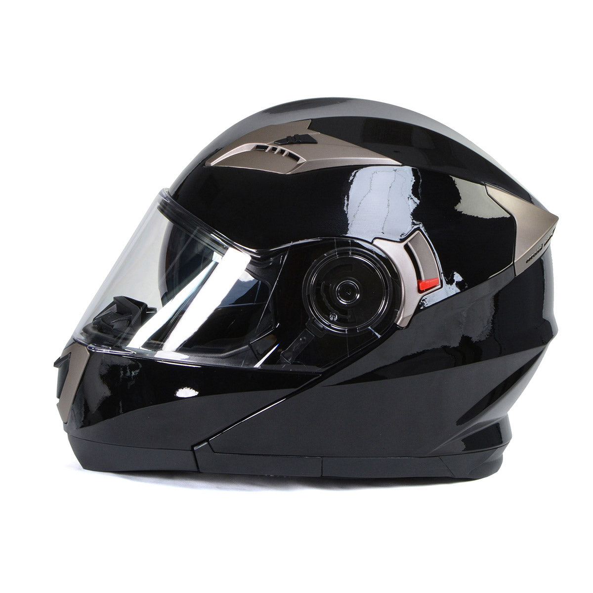 advanced motorcycle helmet Milwaukee Helmets MPH9806DOT Ionized Gloss Black Advanced Motorcycle Modular Helmet Biker w/ Drop Down Visor