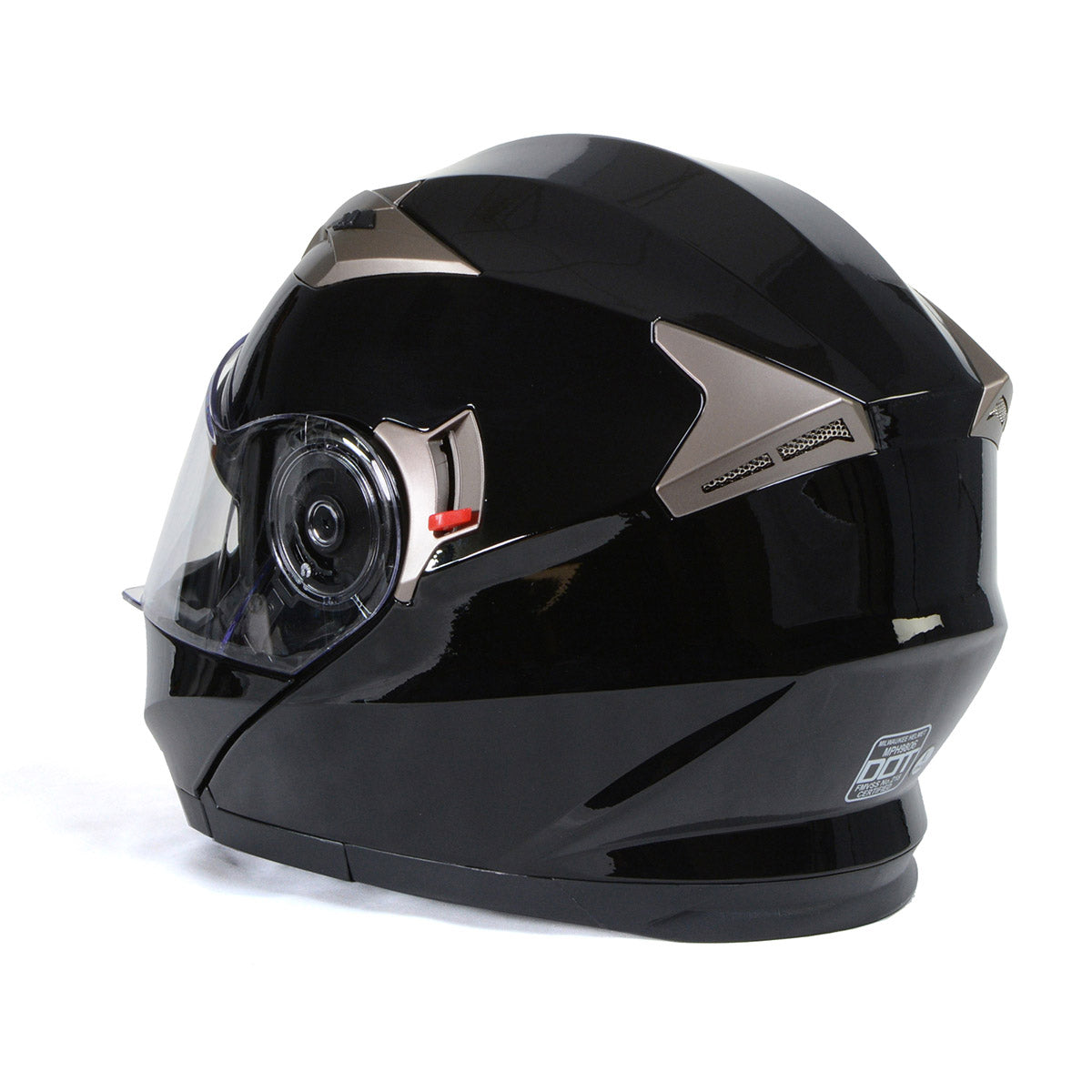 Milwaukee Helmets MPH9806DOT 'Ionized' Gloss Black Advanced Motorcycle Modular Helmet for Men and Women Biker w/ Drop Down Visor