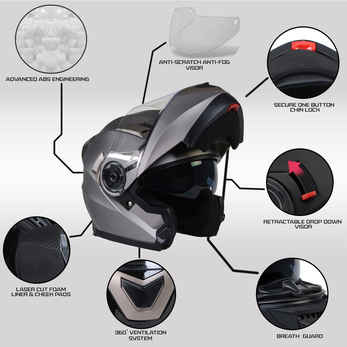 Milwaukee Helmets MPH9808DOT Ionized Silver Advanced Motorcycle – Milwaukee Leather