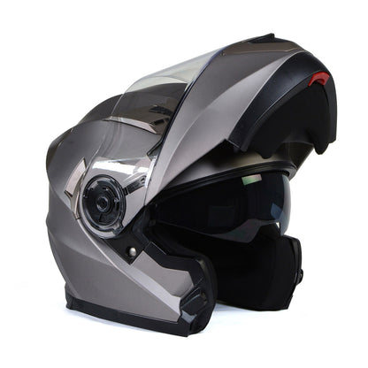 Milwaukee Helmets MPH9808DOT Ionized Silver Advanced Motorcycle Modular Helmet Biker w/ Drop Down Visor