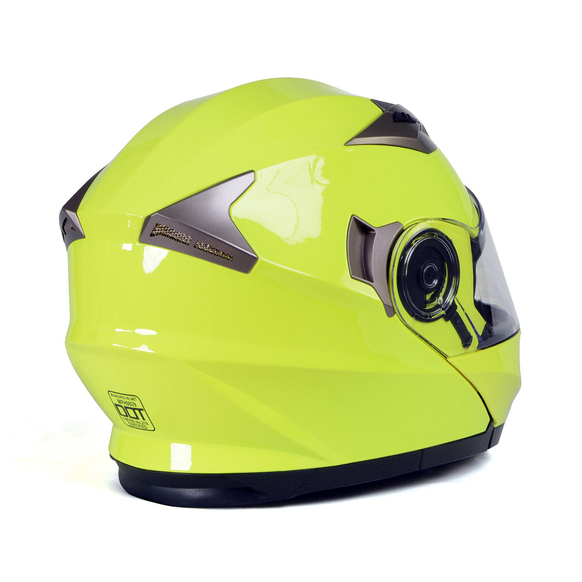 Milwaukee Helmets MPH9809DOT Ionized Neon Yellow Advanced Motorcycle Modular Helmet Biker w/ Drop Down Visor