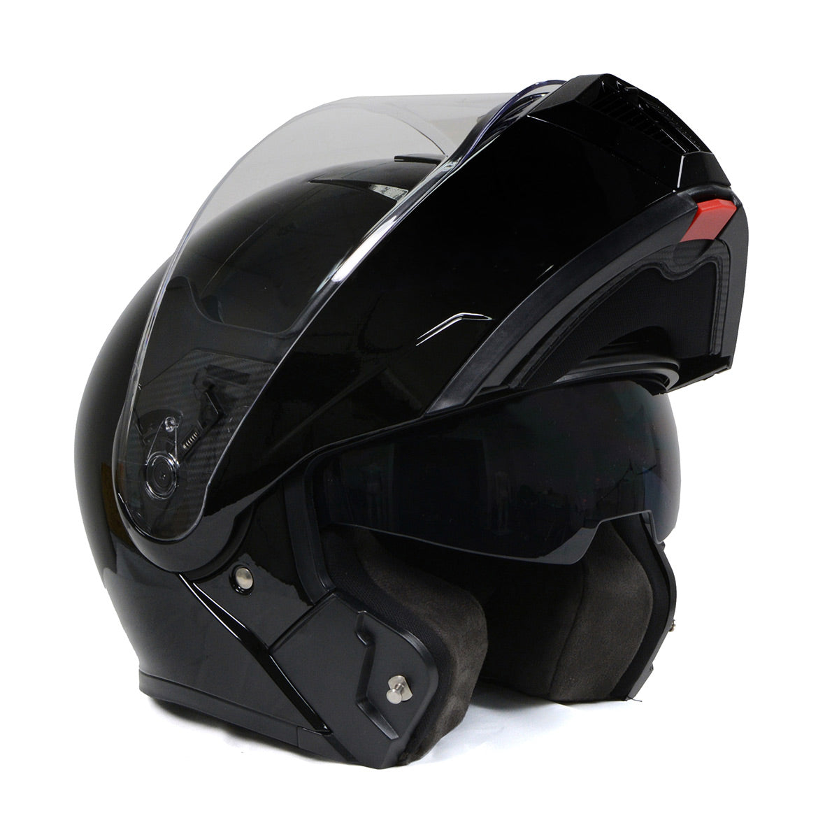 Milwaukee Helmets Gloss Black Menace Advanced Motorcycle Modular Helmet w/Drop Down Visor DOT Approved MPH9813DOT
