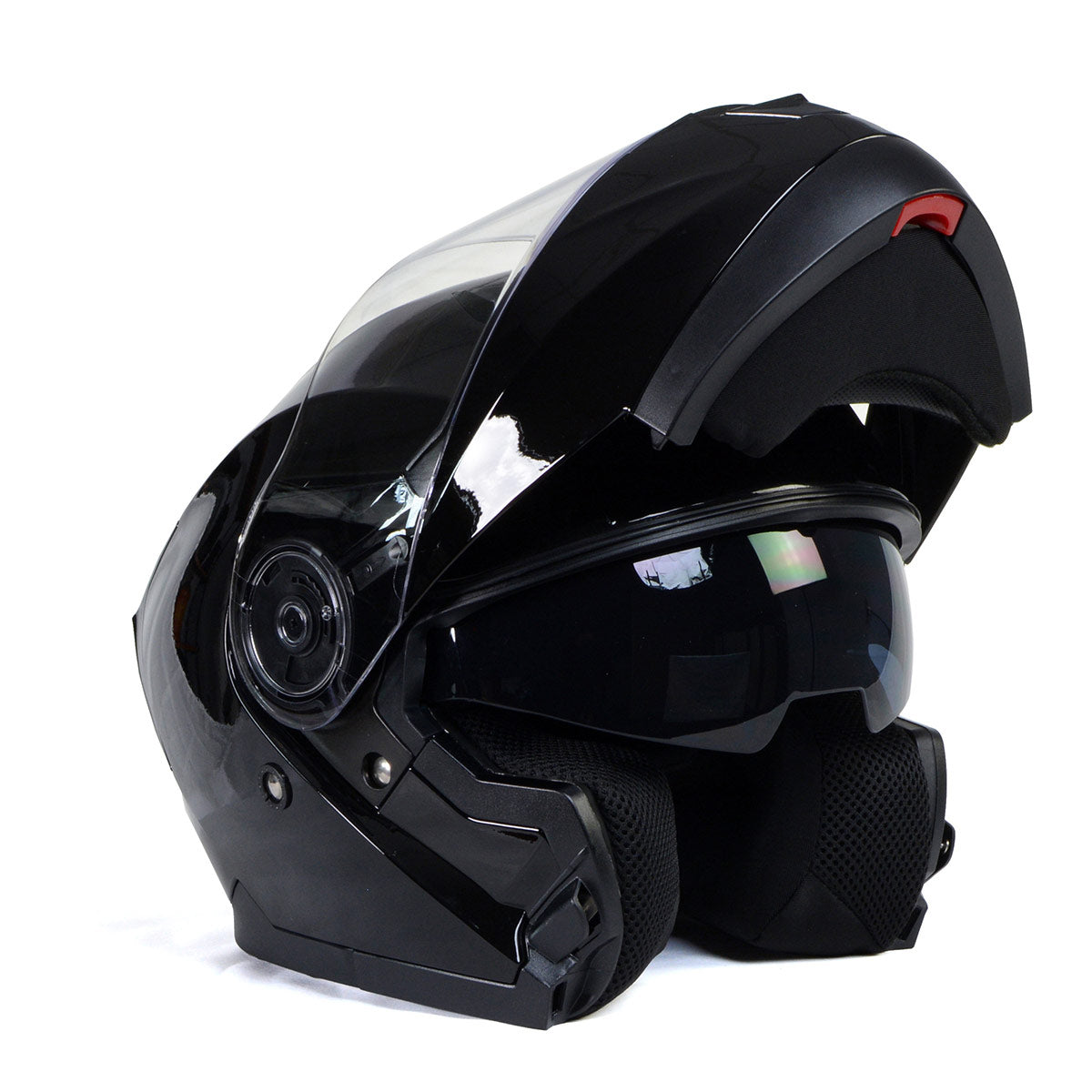 Milwaukee Helmets MPH9815DOT 'Breeze' Gloss Black Advanced Motorcycle Modular Helmet for Men and Women Biker w/ Drop Down Visor