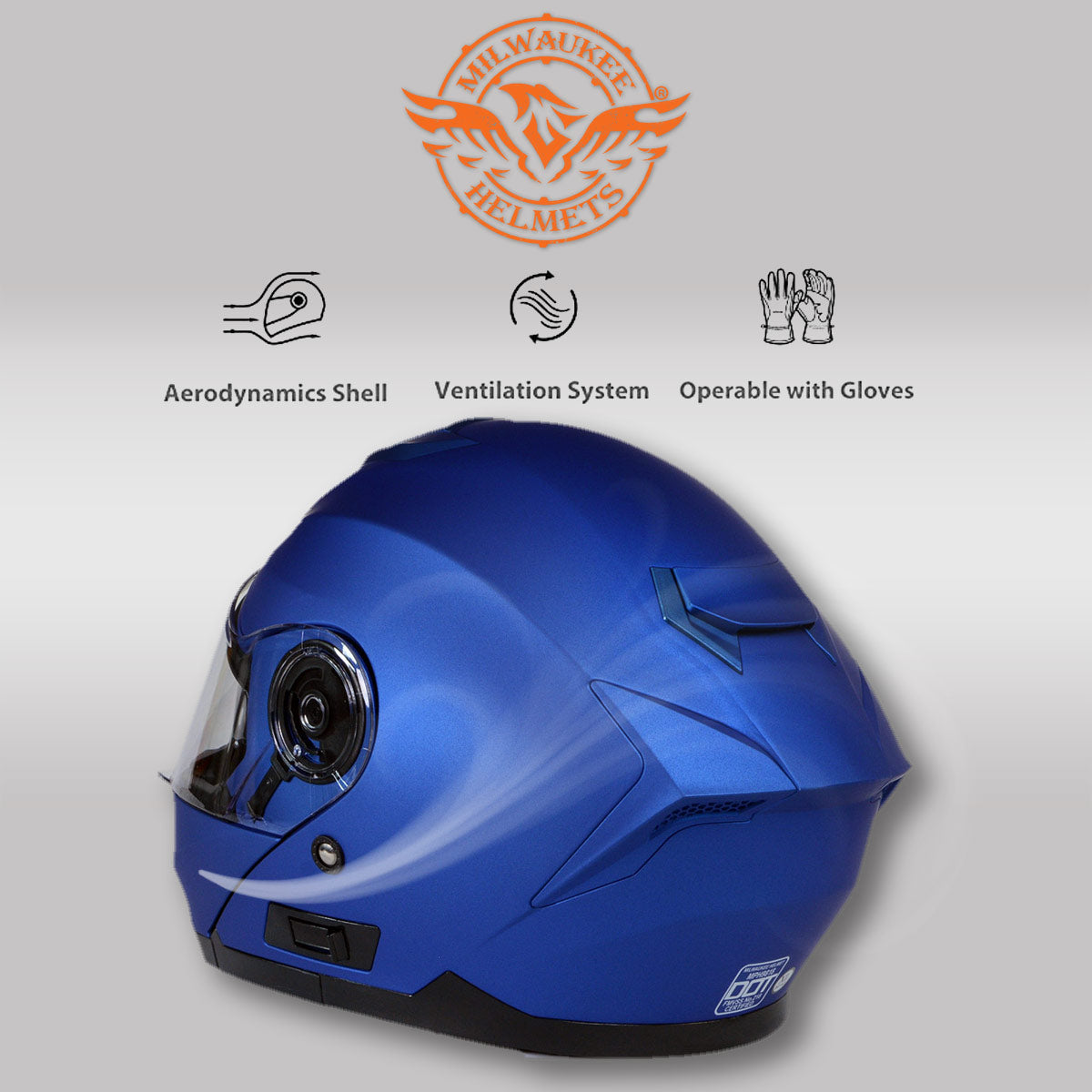 Milwaukee Helmets MPH9818DOT Breeze Blue Advanced Motorcycle