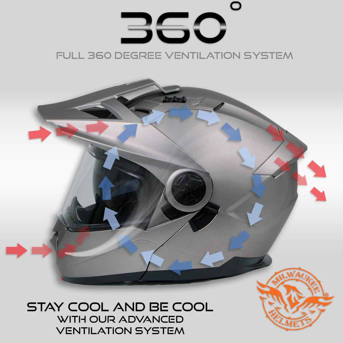 Milwaukee Helmets Silver Ominous Dual Sport Advanced Motorcycle Modular Helmet Biker DOT Approved MPH9822DOT Milwaukee Helmets Silver Ominous Dual Sport Advanced Motorcycle Modular Helmet Biker DOT Approved MPH9822DOT