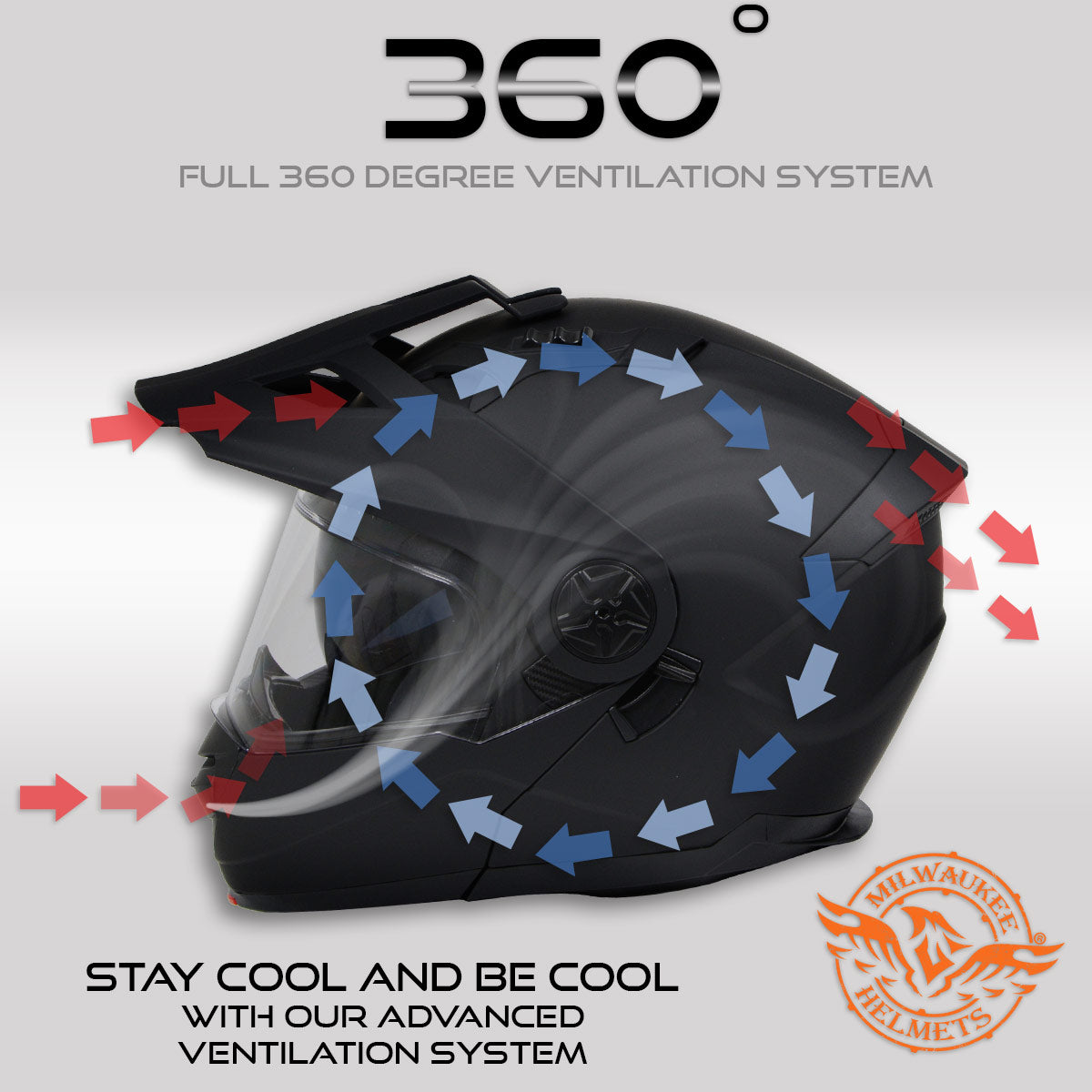 Milwaukee Helmets MPH9820DOT Flat Black Ominous Dual Sport Advanced Motorcycle Modular Helmet Biker Milwaukee Helmets MPH9820DOT Flat Black Ominous Dual Sport Advanced Motorcycle Modular Helmet Biker