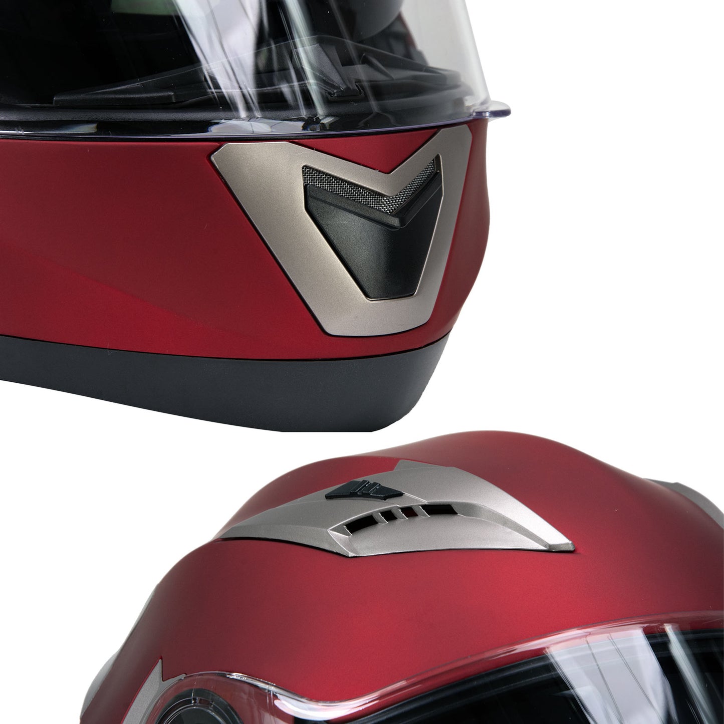 Milwaukee Helmets MPH9826DOT 'Ionized' Flat Red Advanced Motorcycle Modular Helmet w/ Drop Down Visor