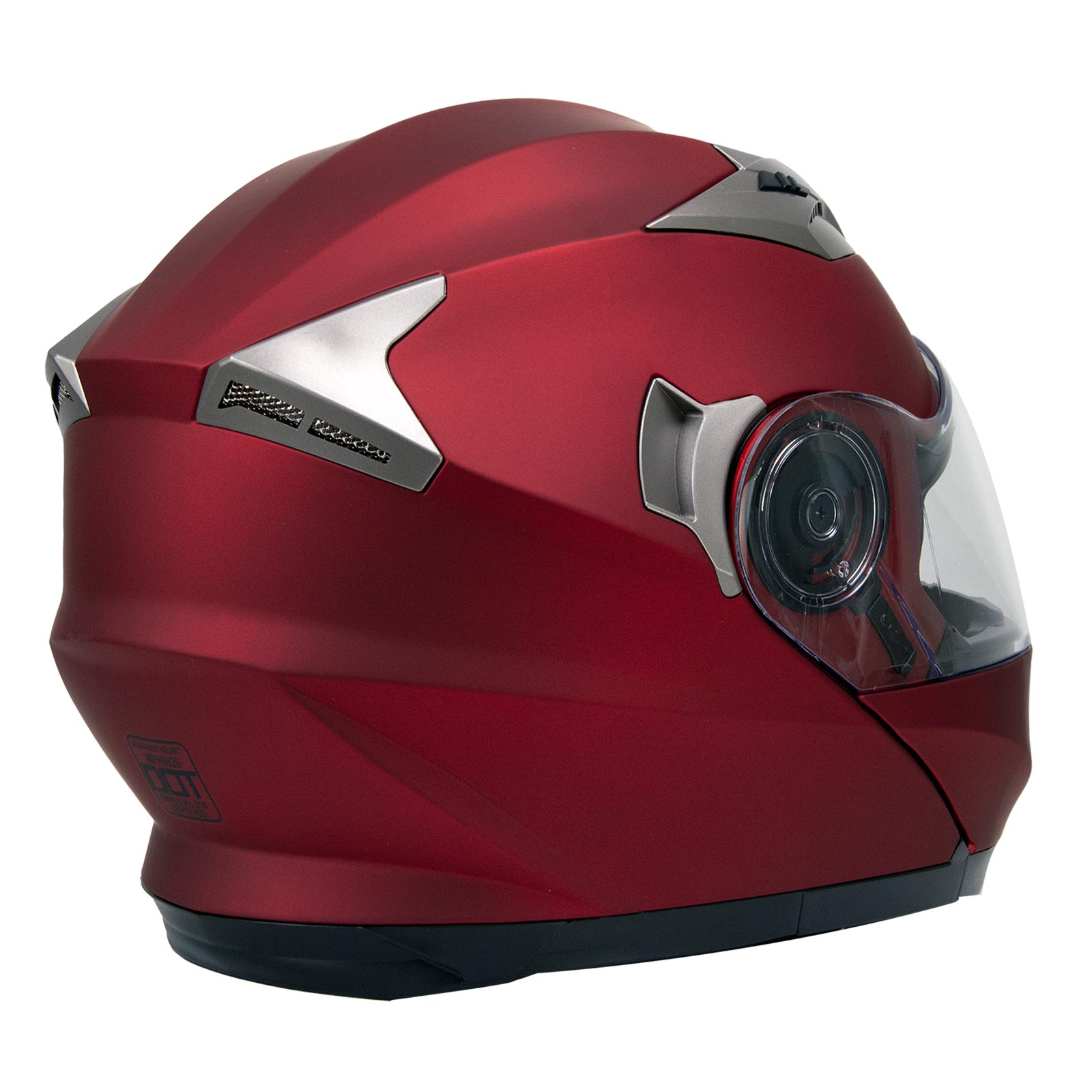 Milwaukee Helmets MPH9826DOT 'Ionized' Flat Red Advanced Motorcycle Modular Helmet w/ Drop Down Visor