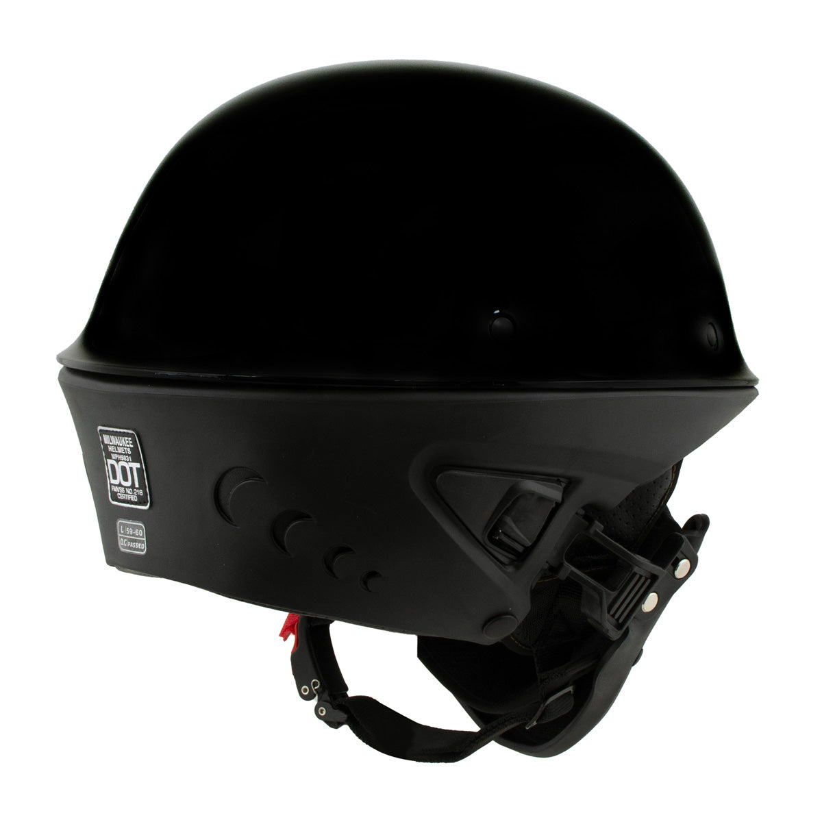 Milwaukee Helmets MPH9831DOT 'Rascal' 3/4 Open Face Gloss Black 2 in 1 Motorcycle Helmet for Men and Women Biker