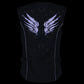 Milwaukee Leather SH1955 Ladies Black and Purple Textile Vest with Wing Embroidery