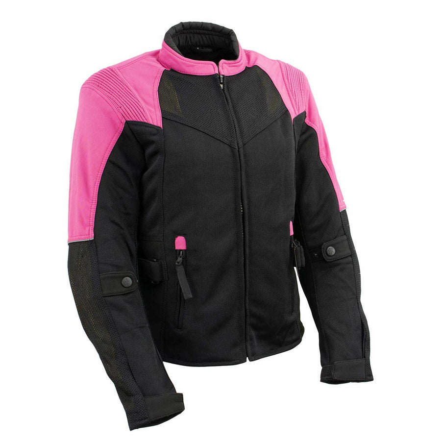 Milwaukee Leather Women's Be Cool Black/Fuchsia Textile Motorcycle Jacket w/ CE Armor - MPL22702