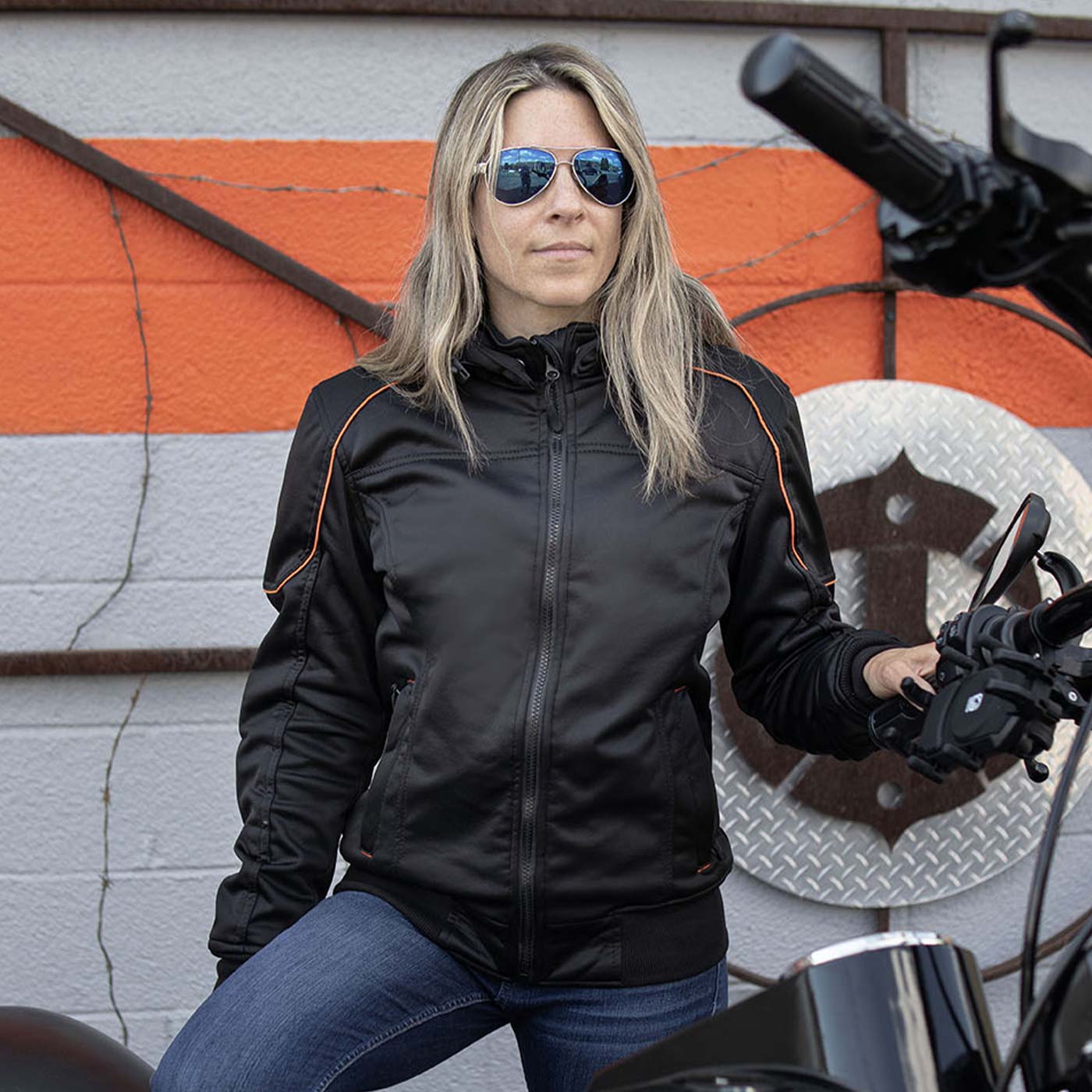 Milwaukee Leather MPL2764 Women's Black Soft Shell Armored Motorcycle Racing Style Jacket with Hoodie