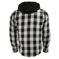 Milwaukee Leather MPM1629 Men's Plaid Hooded Flannel Biker Shirt with CE Approved Armor - Reinforced w/ Aramid Fibers