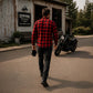 Milwaukee Leather MPM1631 Men's Plaid Flannel Biker Shirt with CE Approved Armor - Reinforced w/ Aramid Fiber