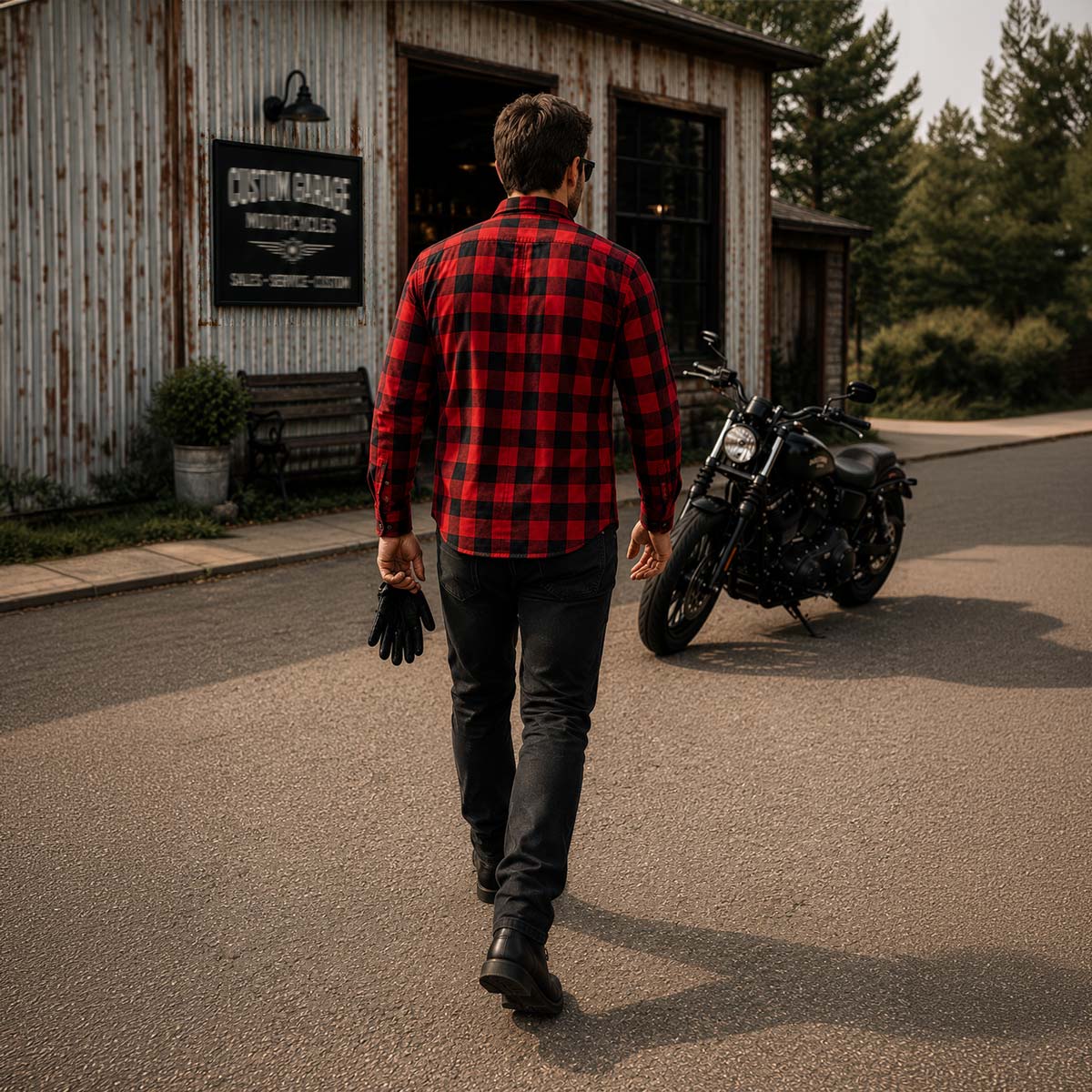 Milwaukee Leather MPM1631 Men's Plaid Flannel Biker Shirt with CE Approved Armor - Reinforced w/ Aramid Fiber