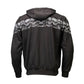 MMCC Men’s Bare Bones Hoodie – Reflective Skull Graphics Front & Back, Full Zip, 100 % Cotton, MPM1681