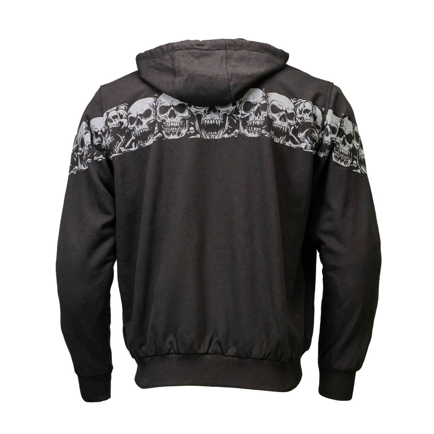 MMCC Men’s Bare Bones Hoodie – Reflective Skull Graphics Front & Back, Full Zip, 100 % Cotton, MPM1681