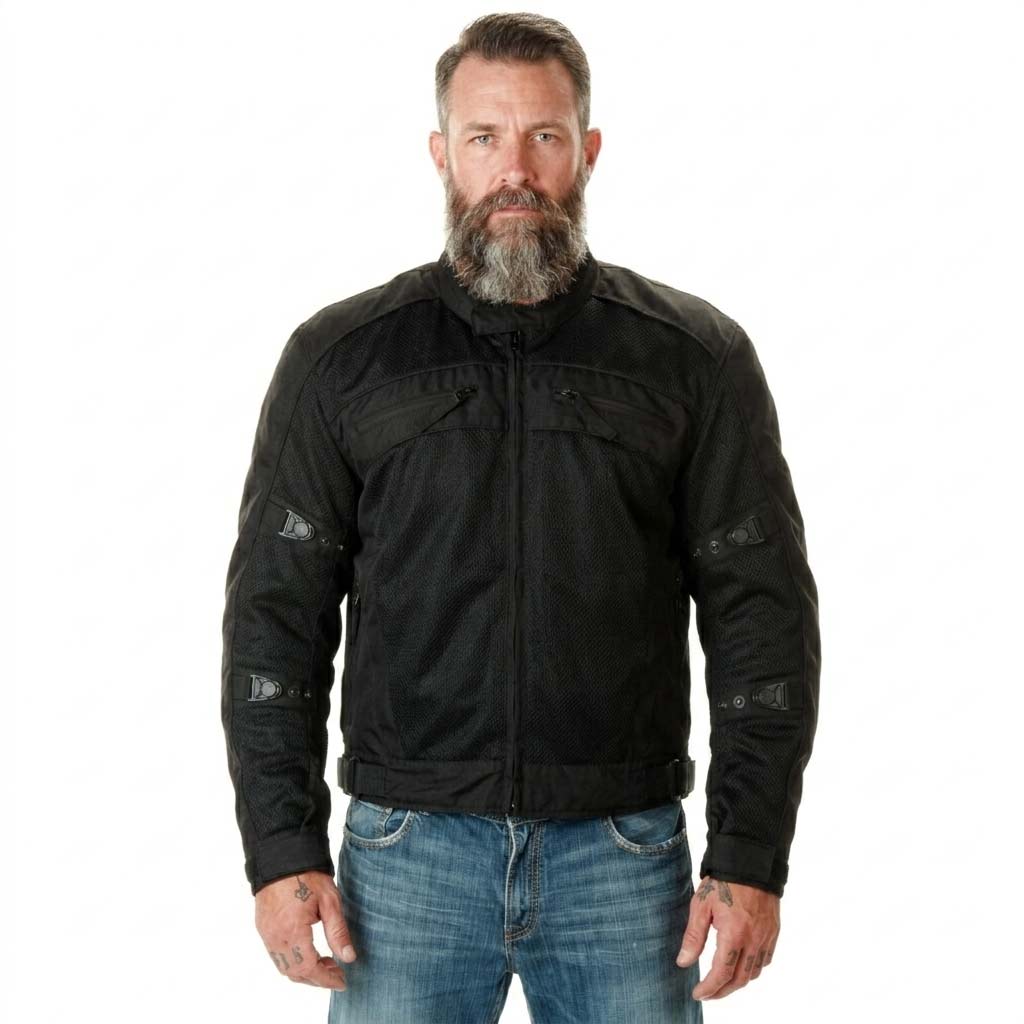 Milwaukee Leather Men's Devious Black Textile Motorcycle Jacket w/ CE Armor - MPM17025