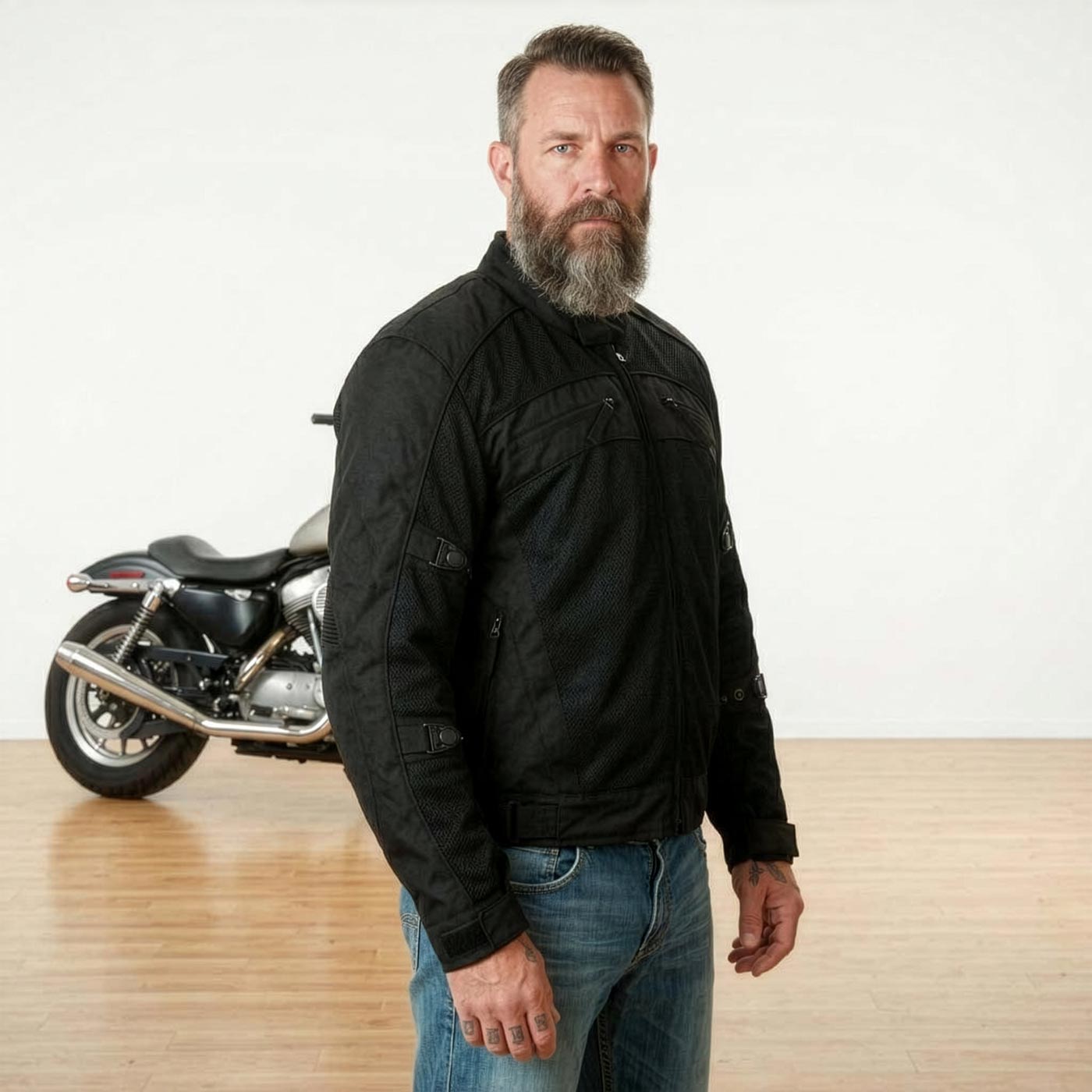 Milwaukee Leather Men's Devious Black Textile Motorcycle Jacket w/ CE Armor - MPM17025