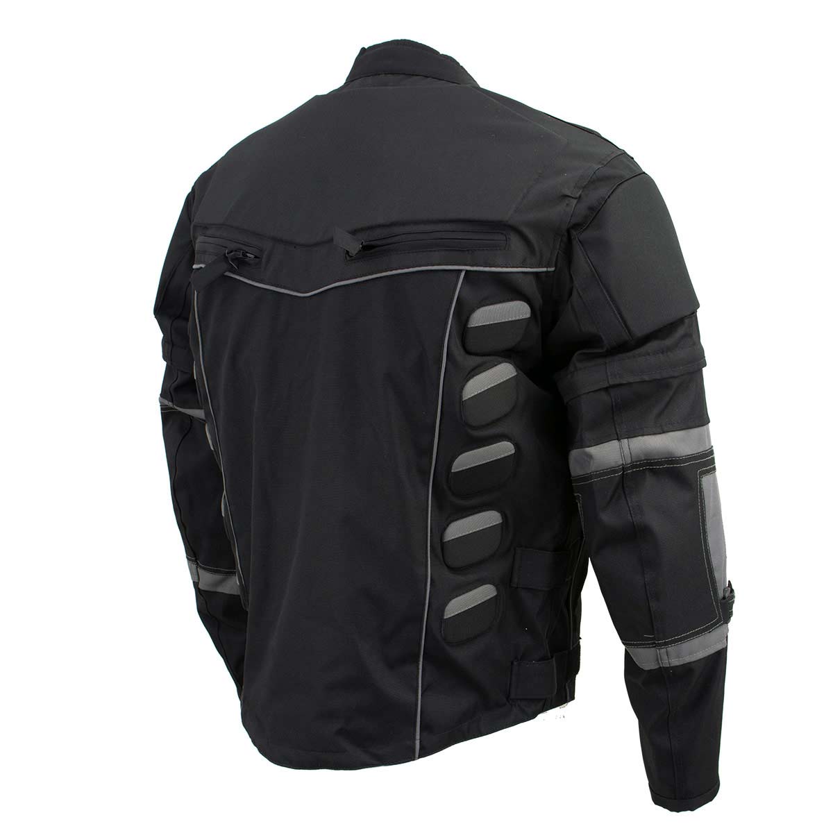 Milwaukee Leather Men's Morph Black/Grey Textile Motorcycle Jacket w/ CE Armor, Removable Sleeves - MPM17026