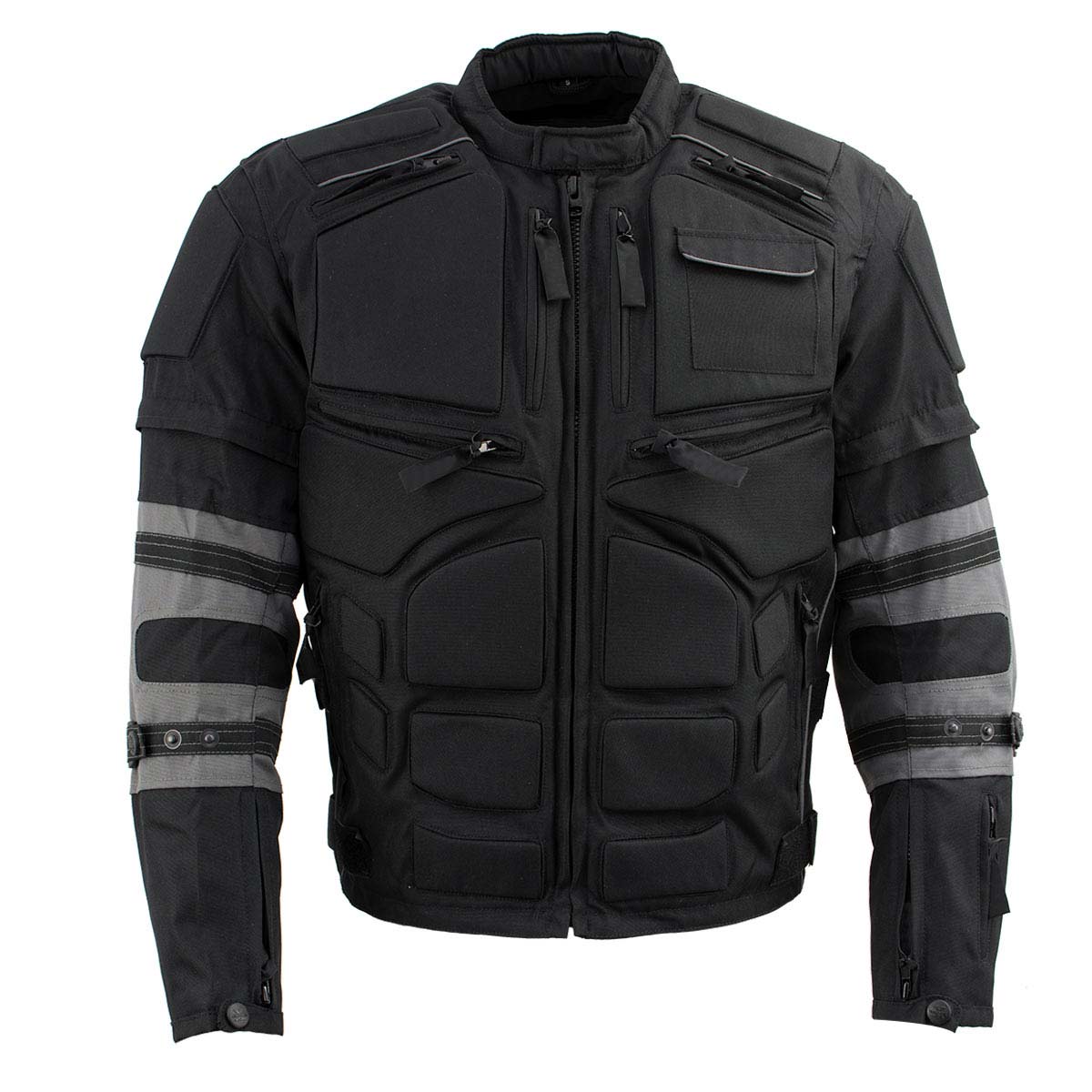 Milwaukee Leather Men's Morph Black/Grey Textile Motorcycle Jacket w/ CE Armor, Removable Sleeves - MPM17026