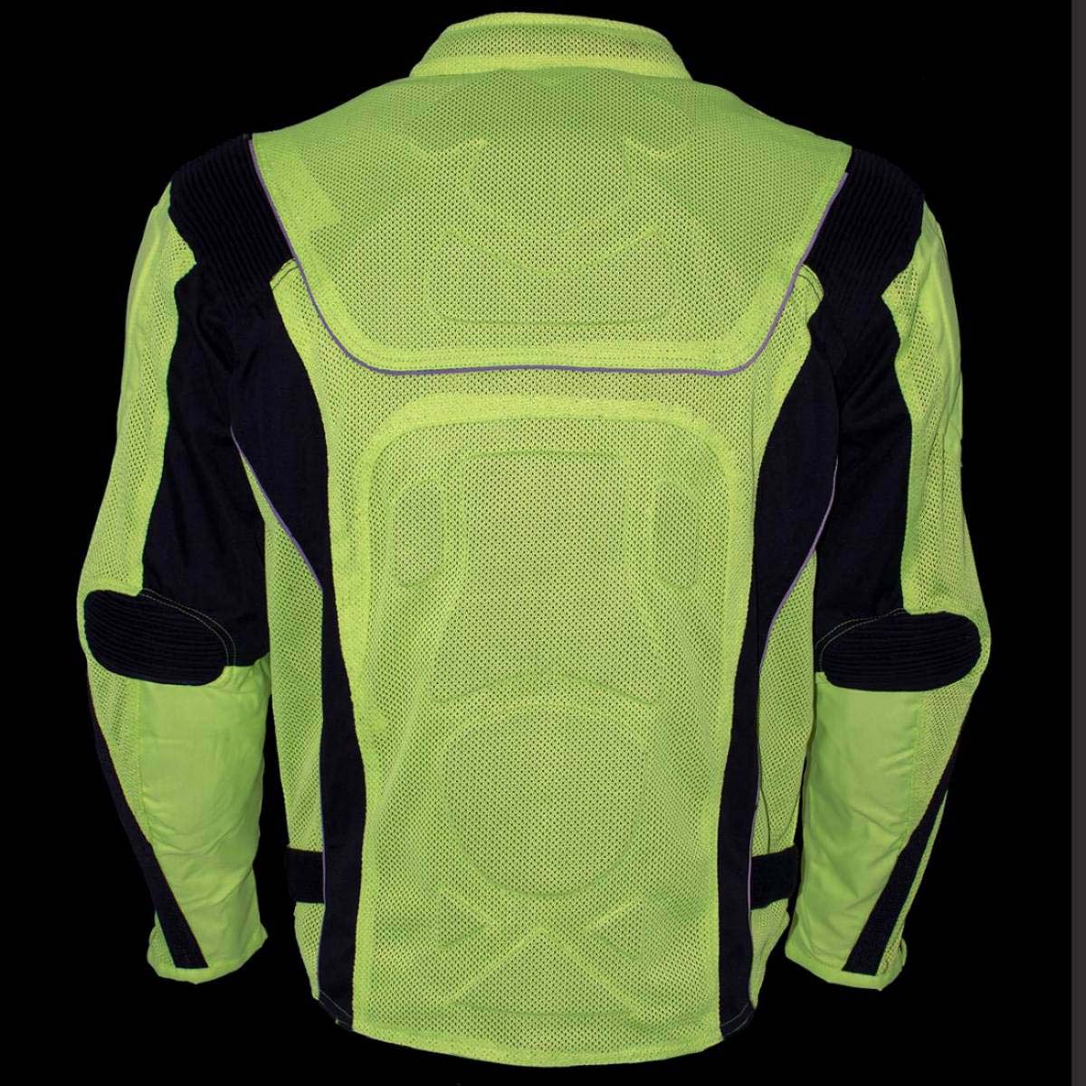 Milwaukee Leather Men's Invasion Black/Neon Textile Motorcycle Jacket w/ CE Armor - MPM17028