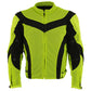 Milwaukee Leather Men's Invasion Black/Neon Textile Motorcycle Jacket w/ CE Armor - MPM17028