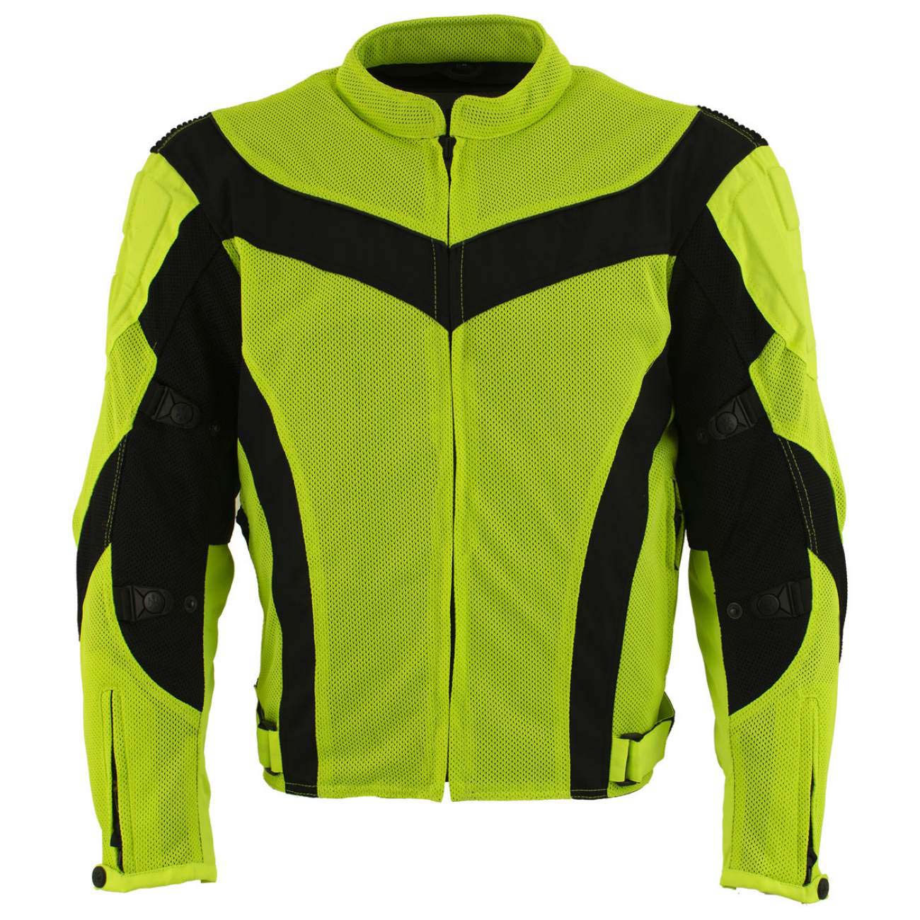 Milwaukee Leather Men's Invasion Black/Neon Textile Motorcycle Jacket w/ CE Armor - MPM17028