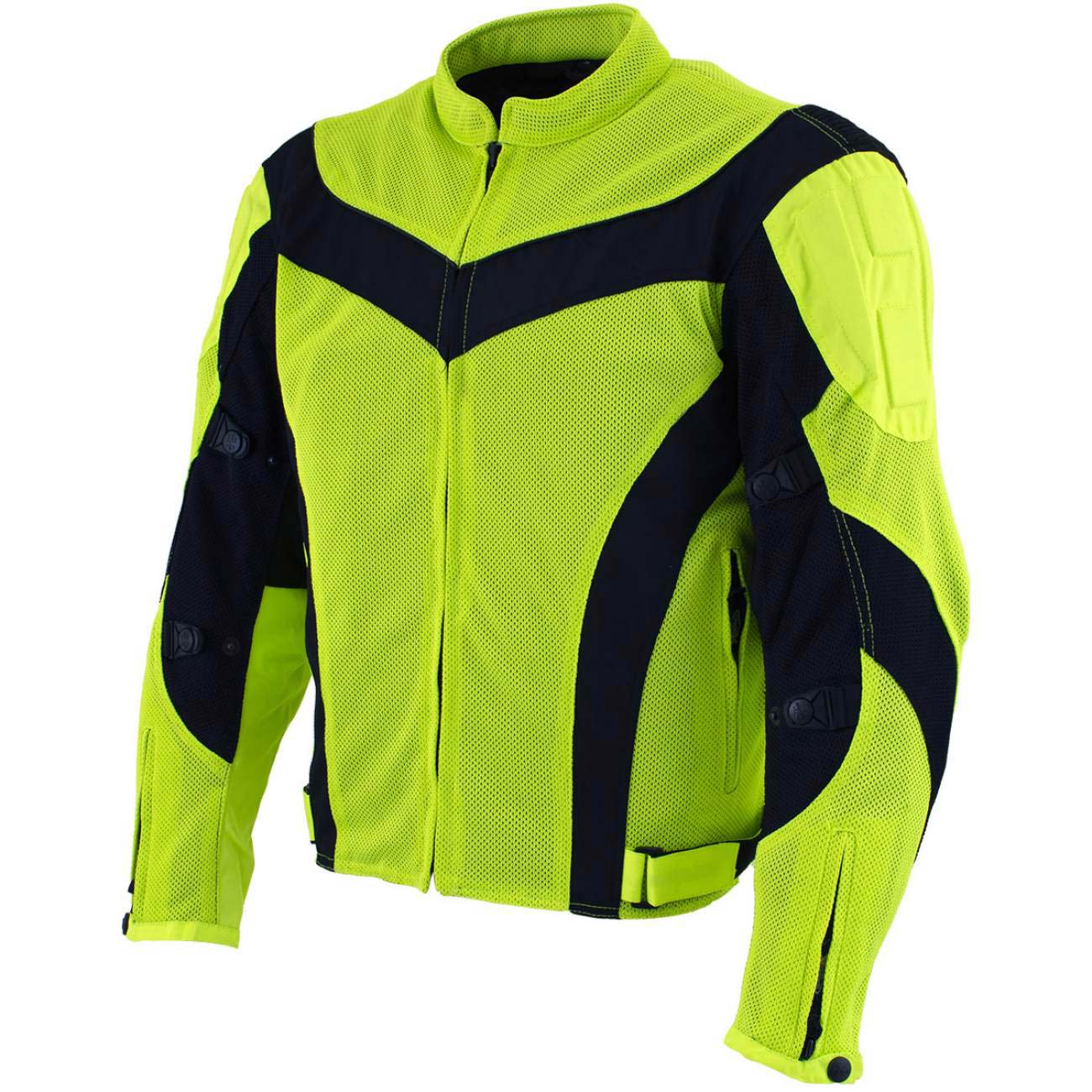 Milwaukee Leather Men's Invasion Black/Neon Textile Motorcycle Jacket w/ CE Armor - MPM17028
