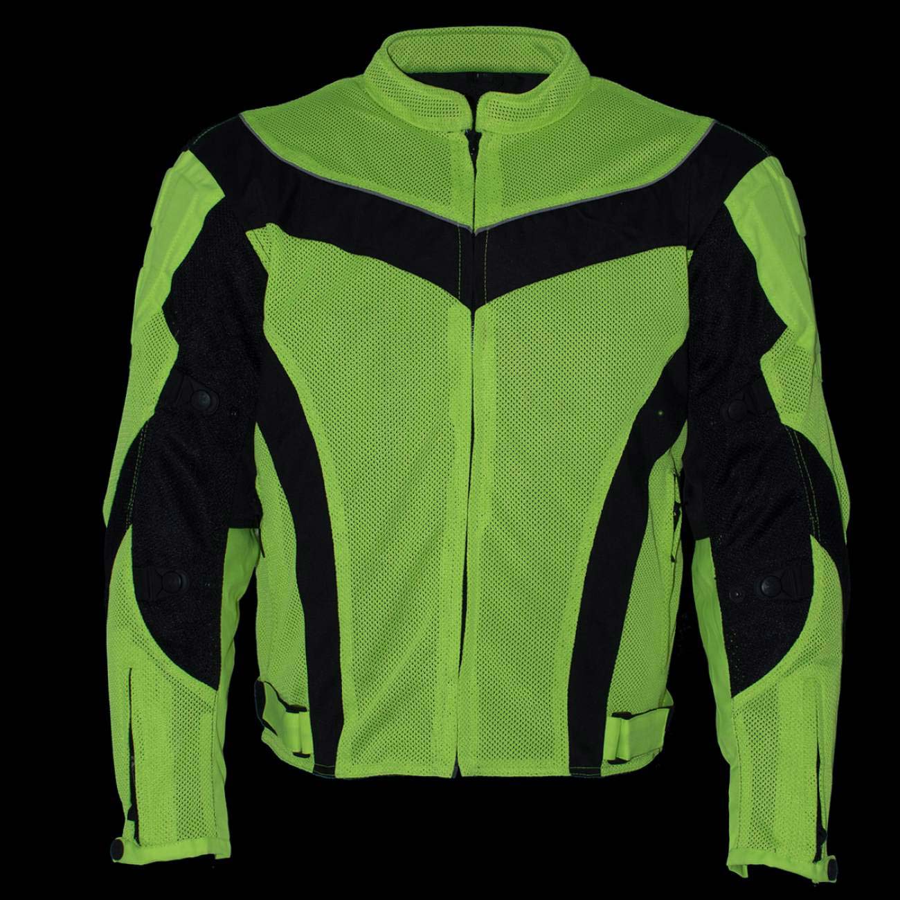 Milwaukee Leather Men's Invasion Black/Neon Textile Motorcycle Jacket w/ CE Armor - MPM17028