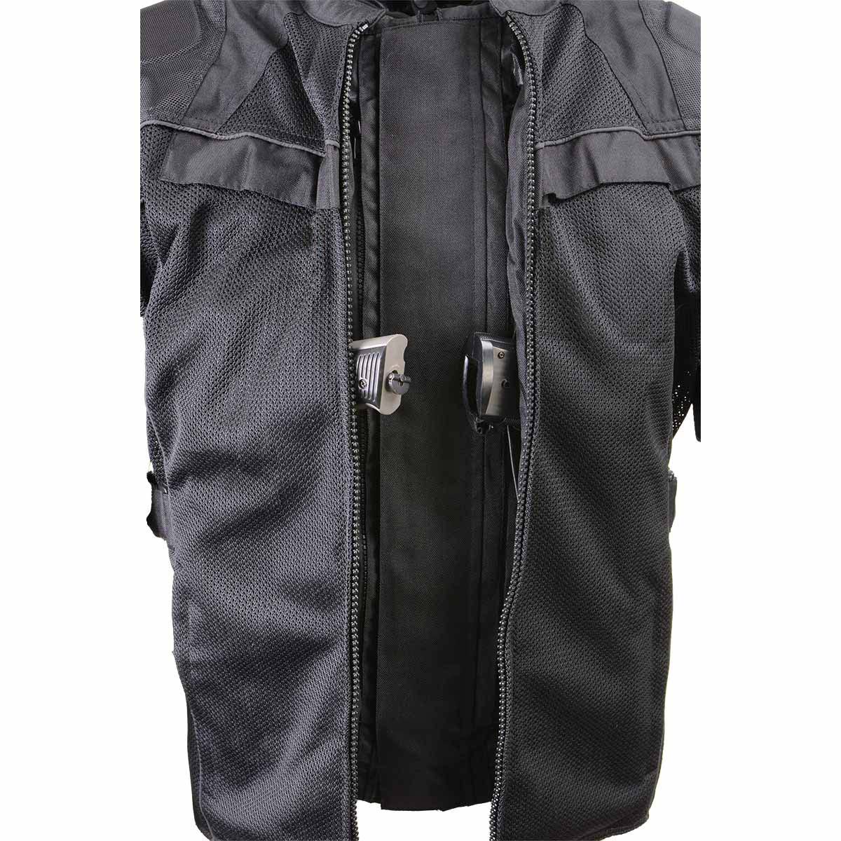 Milwaukee Leather Men's Shadow Black Textile Motorcycle Jacket w/ CE Armor - MPM17030