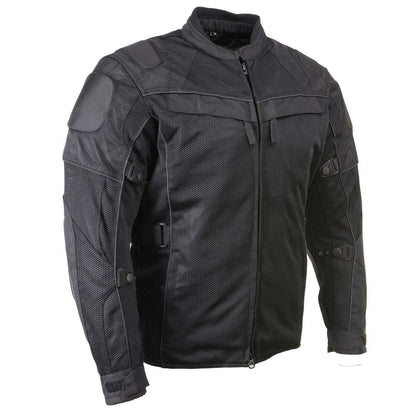 Milwaukee Leather Men's Shadow Black Textile Motorcycle Jacket w/ CE Armor - MPM17030