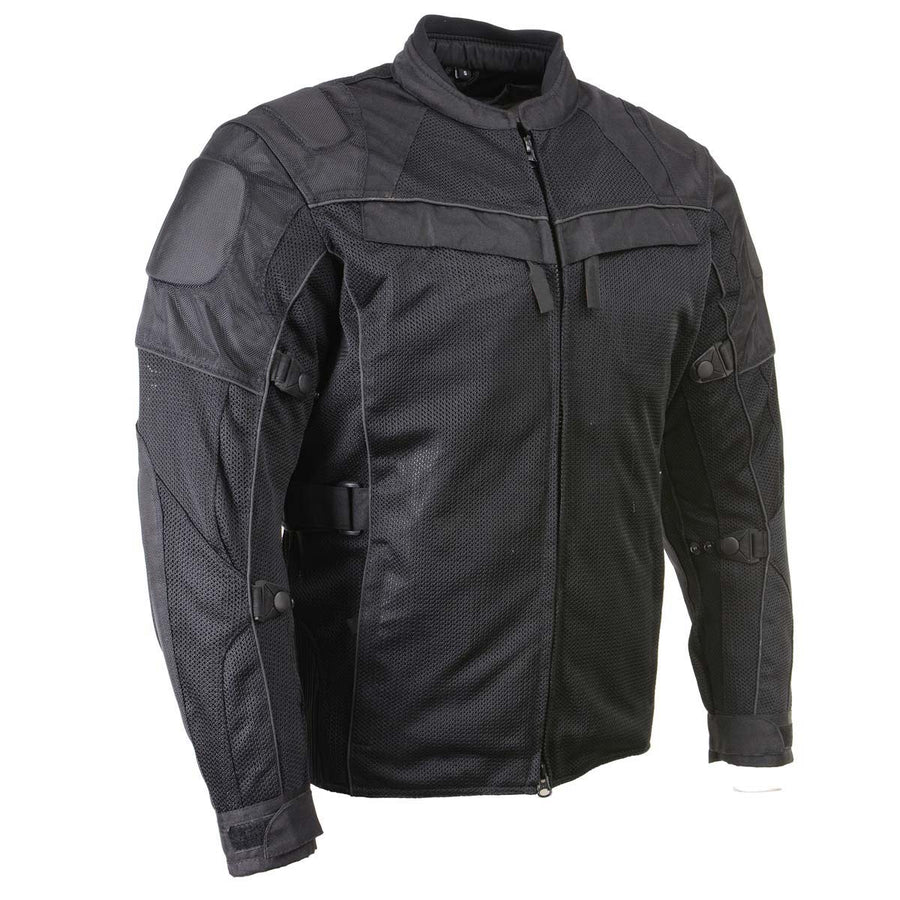 Milwaukee Leather Men's Shadow Black Textile Motorcycle Jacket w/ CE Armor - MPM17030